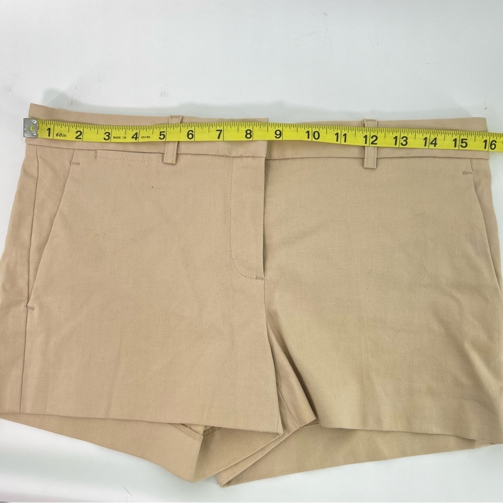 Theory Tan Khaki Bennie Tailored Shorts Pockets Preppy 6 Six - Picture 9 of 11